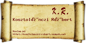 Kosztolánczi Róbert névjegykártya